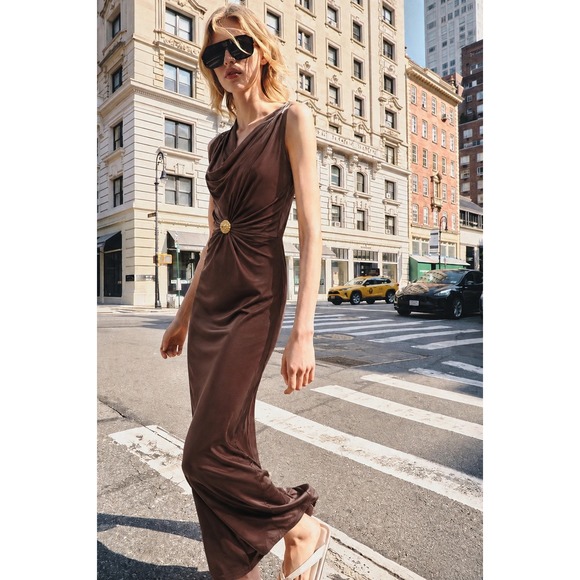 Zara Dresses & Skirts - Zara Cowl Neck Maxi Dress